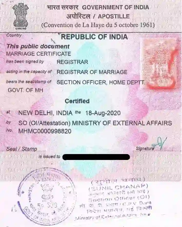 Official Ministry of External Affairs Apostille MEA Sample Sticker